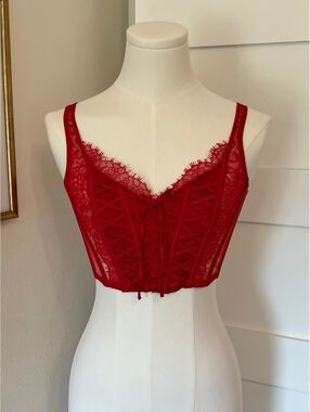 Victoria's Secret Dream Angels Red Lace-Up Corset